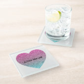 グリッターオーバー愛ハートコースター ガラスコースター (アングル)