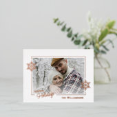 グリッターカスタムの美しい雪片バラ金ゴールド 箔シーズンポストカード (立ち正面)