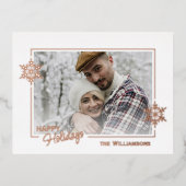 グリッターカスタムの美しい雪片バラ金ゴールド 箔シーズンポストカード (正面)