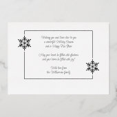 グリッターカスタムの美しい雪片金ゴールド 箔シーズンカード (裏面)