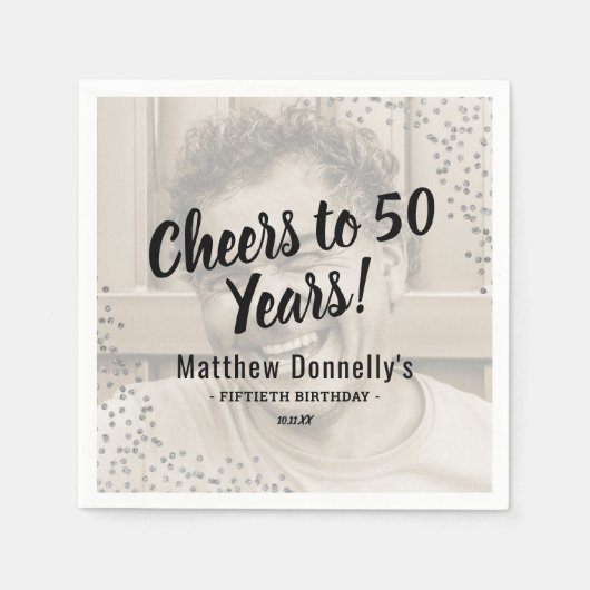 グリッターカスタムの誕生日パーティー スタンダードカクテルナプキン (正面)