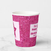 グリッターカスタムチックピンク応援21ハッピーバースデー 紙コップ (右)