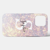 グリッターカスタムピンクモノグラム Case-Mate iPhoneケース (裏面 (横))