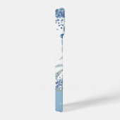 グリッターカスタムブルーフローラパーソナライズされた名 iPhoneケース (右側面)