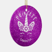 グリッターカスタムユニコーンプリンセスホリデークリスマス セラミックオーナメント (右)