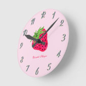 グリッターカッコいいピンク ラウンド壁時計 (傾斜)