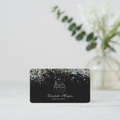 グリッターカップケカラフルーキ紙吹雪、ブラック 名刺 (スタンド正面)