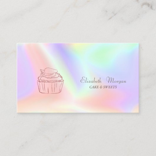 グリッターカップケーキベーカリーホログラフィック 名刺 (正面)