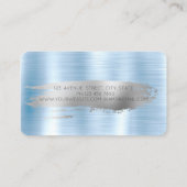 グリッターカップケーズシルバーブラシストロークブルーメタリック 名刺 (裏面)