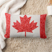 グリッターカナダ国旗の長方形アクセント枕 ランバークッション (ブランケット)