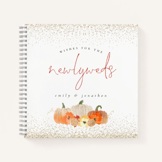 グリッターカボチャが新婚ゲストブックを希望 ノートブック (正面)
