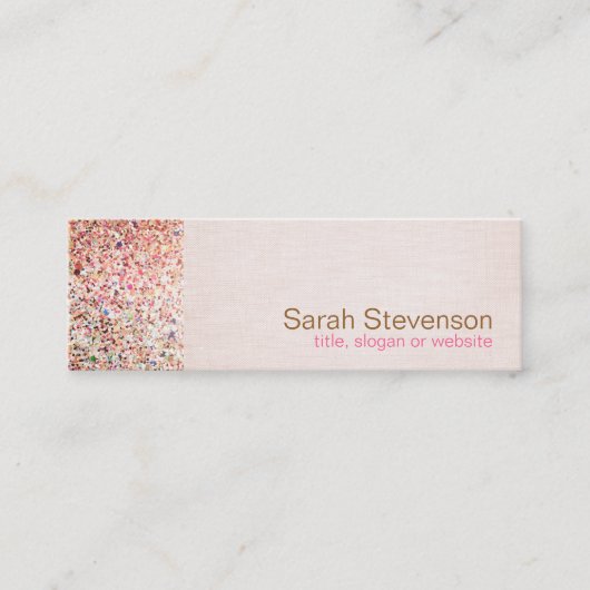 グリッターカラフルとライトピンクリネンルック美しい スキニー名刺 (正面)