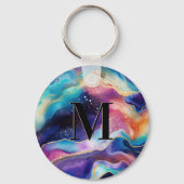 グリッターカラフルアガート模様モノグラム キーホルダー (正面)