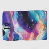 グリッターカラフルアガート模様モノグラム ゴルフタオル (横)