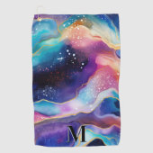 グリッターカラフルアガート模様モノグラム ゴルフタオル (正面)