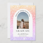 グリッターカラフルスパークルスカートアーチ写真卒業 招待状 (正面)