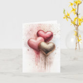 グリッターカラフルハートバレンタインの挨拶 カード (黄色い花)