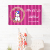 グリッターカラフルピンクユニコーン誕生日 横断幕 (インサイチュ)