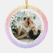 グリッターカラフルファミリー写真 |明メリーるい セラミックオーナメント (正面)