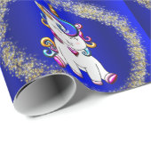 グリッターカラフルユニコーンズブルー ラッピングペーパー (ロールコーナー)