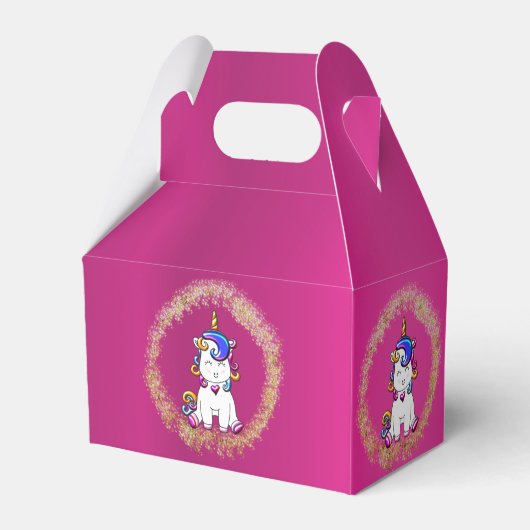 グリッターカラフルユニコーンピンク誕生日 フェイバーボックス (裏面サイド)