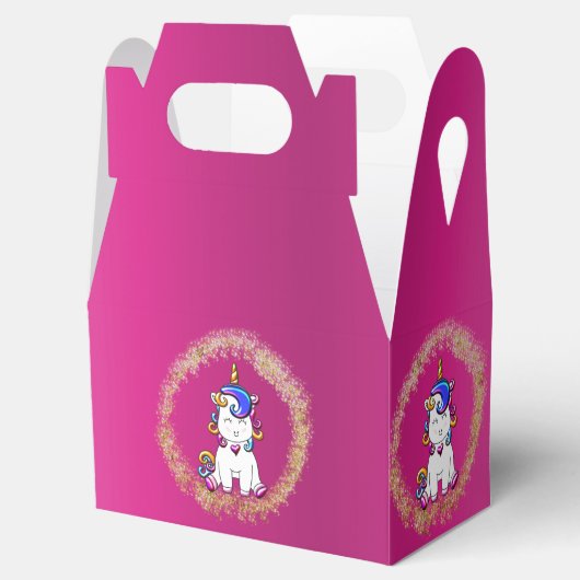 グリッターカラフルユニコーンピンク誕生日 フェイバーボックス (オープン)