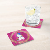 グリッターカラフルユニコーンピンク ペーパーコースター (インサイチュ)