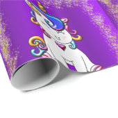 グリッターカラフルユニコーン紫 ラッピングペーパー (ロールコーナー)