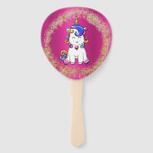 グリッターカラフルユニコーン誕生日ピンク ハンドファン (裏面)