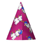 グリッターカラフルユニコーン誕生日ピンク パーティーハット (裏面)