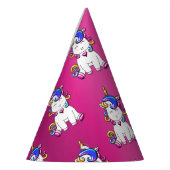 グリッターカラフルユニコーン誕生日ピンク パーティーハット (左)