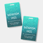 グリッターカラフル新学期バスルームホールパス バッジ (表裏)