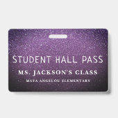 グリッターカラフル新学期学生ホールパス バッジ (裏面)