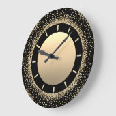グリッターカーキグレーブラックメタル金ゴールド結晶 ラージ壁時計 (傾斜)