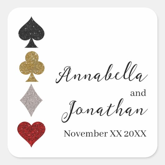 グリッターカードゲームラスベガス結婚カジノ スクエアシール (正面)