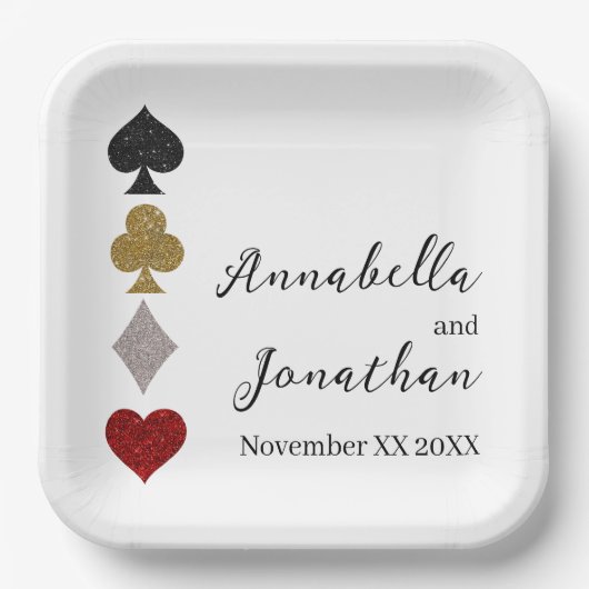 グリッターカードゲームラスベガス結婚カジノ ペーパープレート (正面)