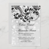 グリッターカーリキュエ on 擬似金属ボケ シルバー 招待状 (正面/裏面)