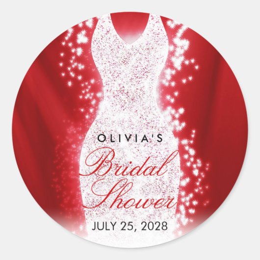 グリッターガウンブライダルシャワーフライトスティッカーズサークル ラウンドシール (正面)