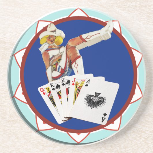 グリッターガルッチサリートランプのポーカーチップ コースター (正面)