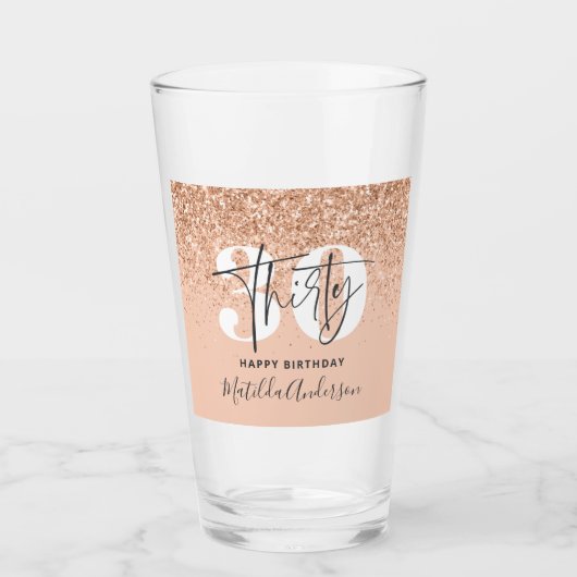 グリッターガーリーのモダン30歳の誕生日 タンブラーグラス (正面)