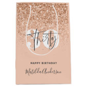 グリッターガーリーのモダン30歳の誕生日  ミディアムペーパーバッグ (正面)