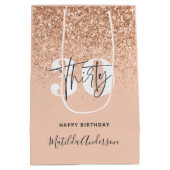 グリッターガーリーのモダン30歳の誕生日 ミディアムペーパーバッグ (裏面)