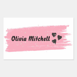 グリッターガーリーの防水のロングネーム 長方形シール