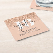 グリッターガーリーの18歳モダン誕生パーティー スクエアペーパーコースター (アングル)