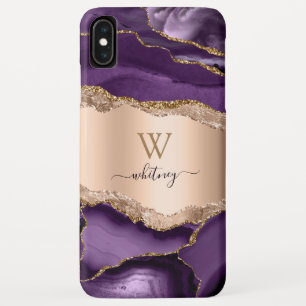 グリッターガーリーバラ金ゴールドパープルスタイリッシュ iPhone XS MAXケース