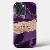 グリッターガーリーパープルアゲート&バラ金ゴールド スタイリッシュ Case-Mate iPhoneケース (裏面)