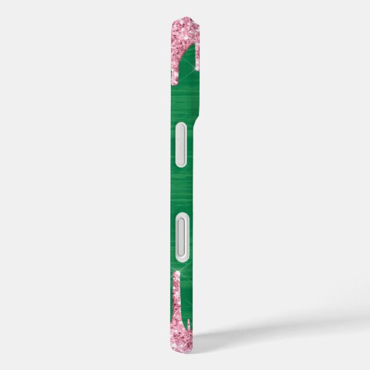 グリッターガーリーピンクグリーンドリップモノグラム追加の名前 Case-Mate iPhoneケース (裏面 / 右)