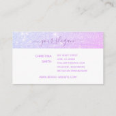 グリッターガーリーピンクパープルロゴテンプレートグラマー 名刺 (裏面)