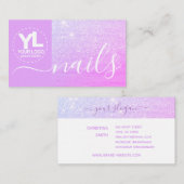 グリッターガーリーピンクパープルロゴテンプレートグラマー 名刺 (正面/裏面)