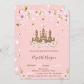 グリッターキャッスルスターフラワーベビーシャワー 招待状 (正面/裏面)